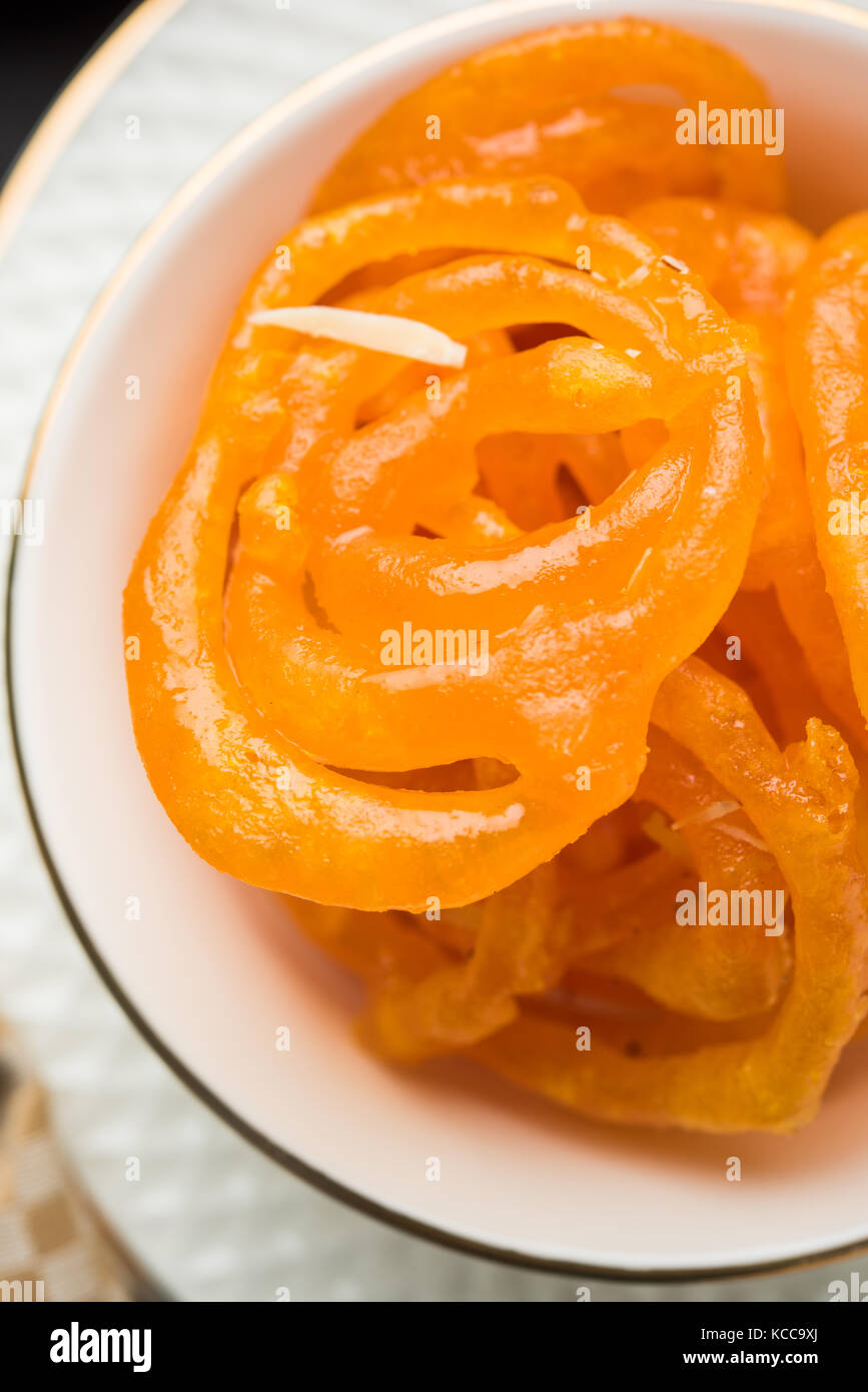 Stock photo of Jalebi or Jilbi or imarati, indian sweet food fried in