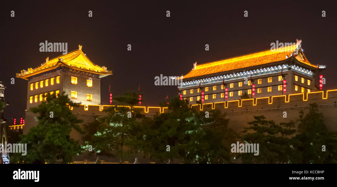 City Wall at Night, Xi'an, China Stock Photo - Alamy