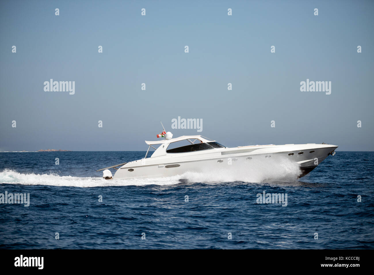 Fast motor boat on sea Stock Photo