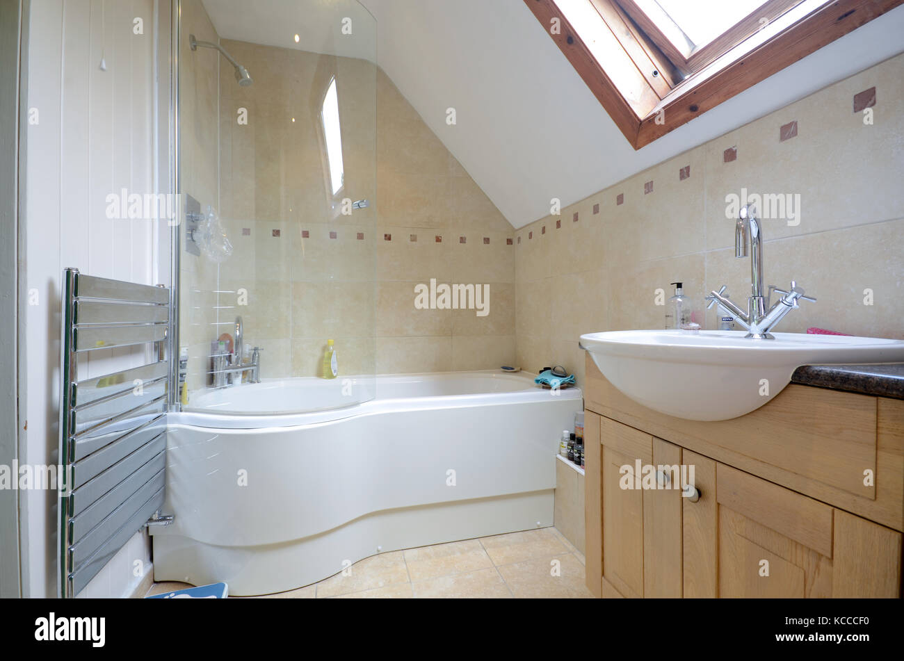 Family bathroom in attic conversion Stock Photo Alamy
