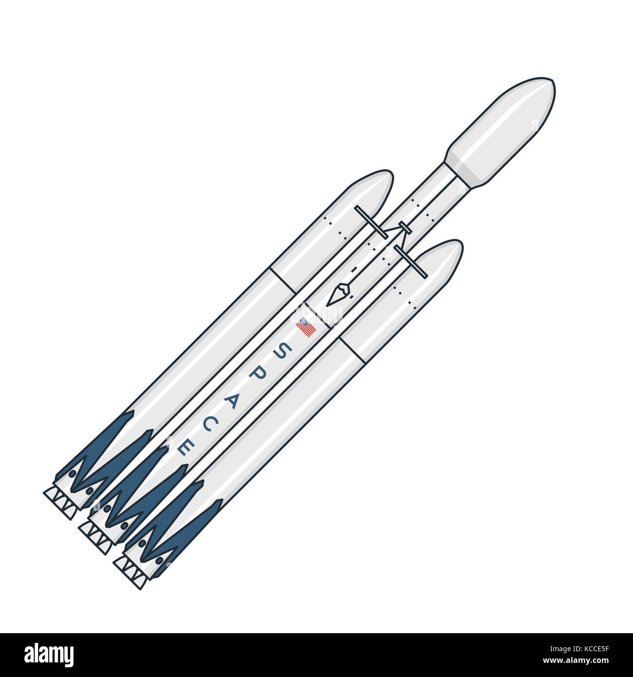 Vector illustration of space shuttle on white background. Space topic ...