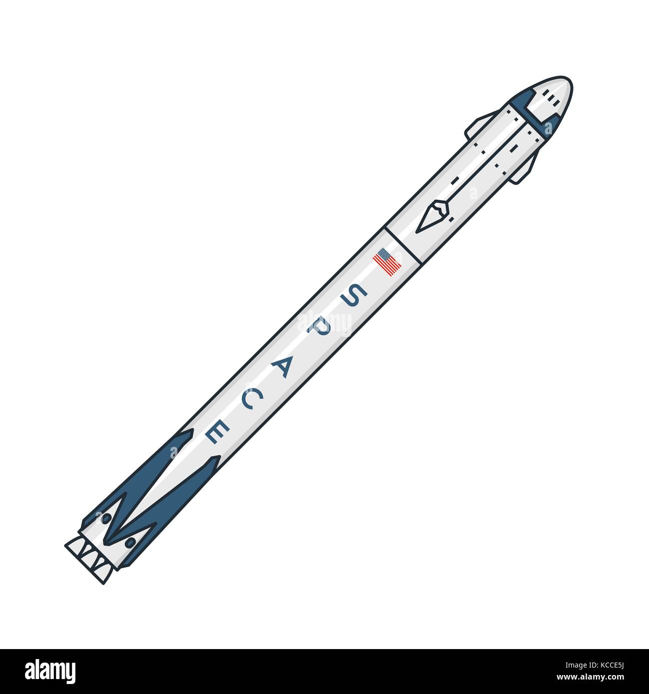 Vector illustration of space shuttle on white background. Space topic ...