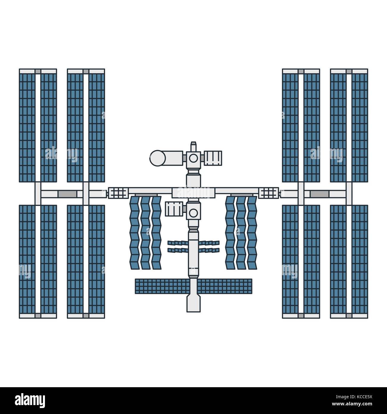 Vector illustration of a space station on white background. Space topic ...