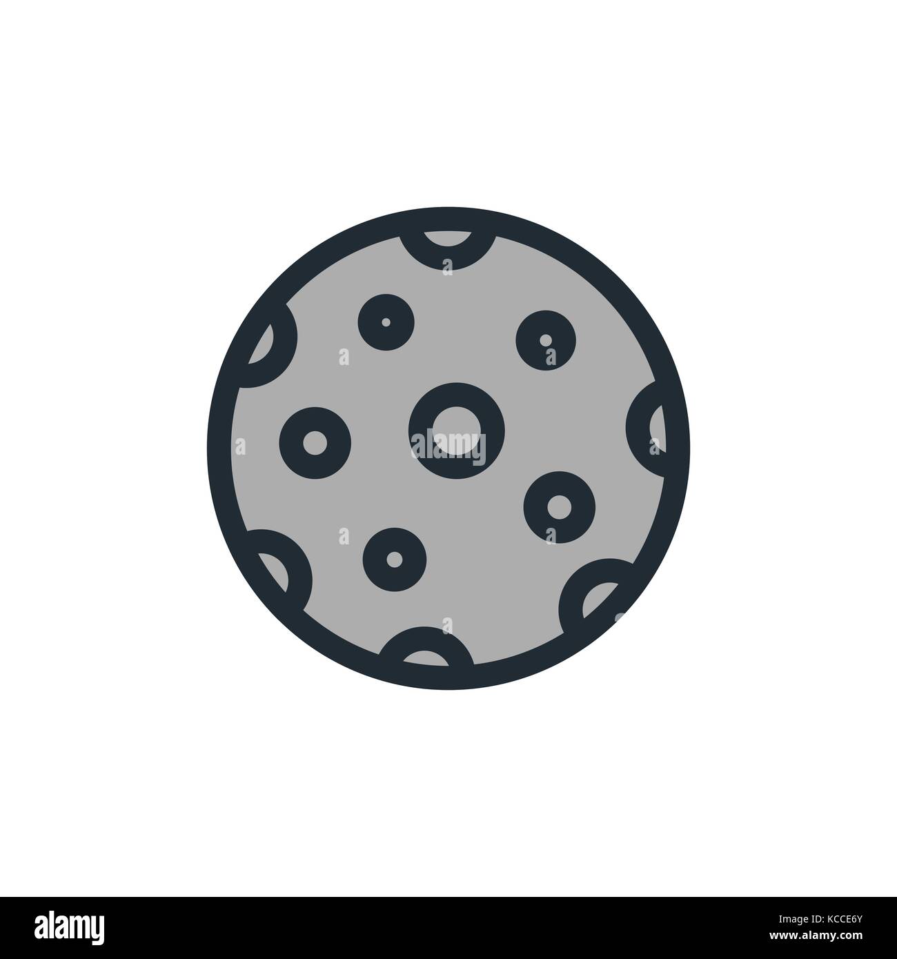 Vector illustration of the Moon planet on white background. Space and ...