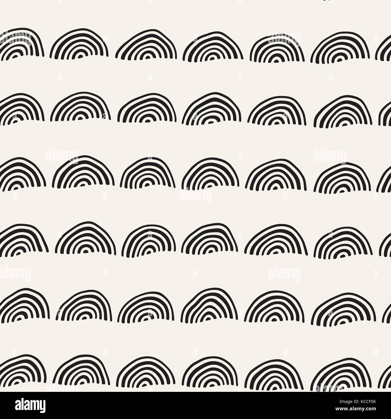 Monochrome minimalistic seamless pattern with arcs. Simple hand drawn ...
