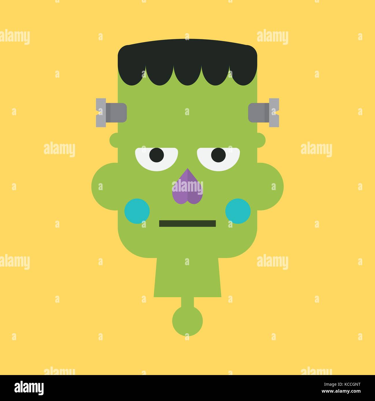 Head of green zombie. Halloween character Vector illustration Stock Vector
