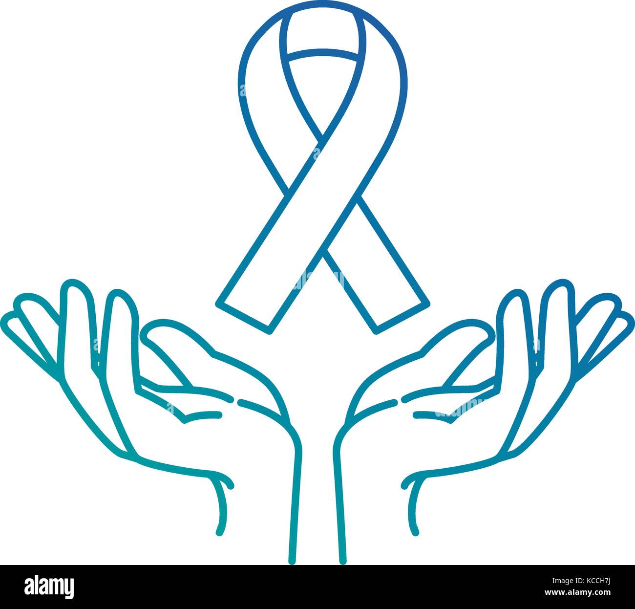 hands human protection with ribbon vector illustration design Stock