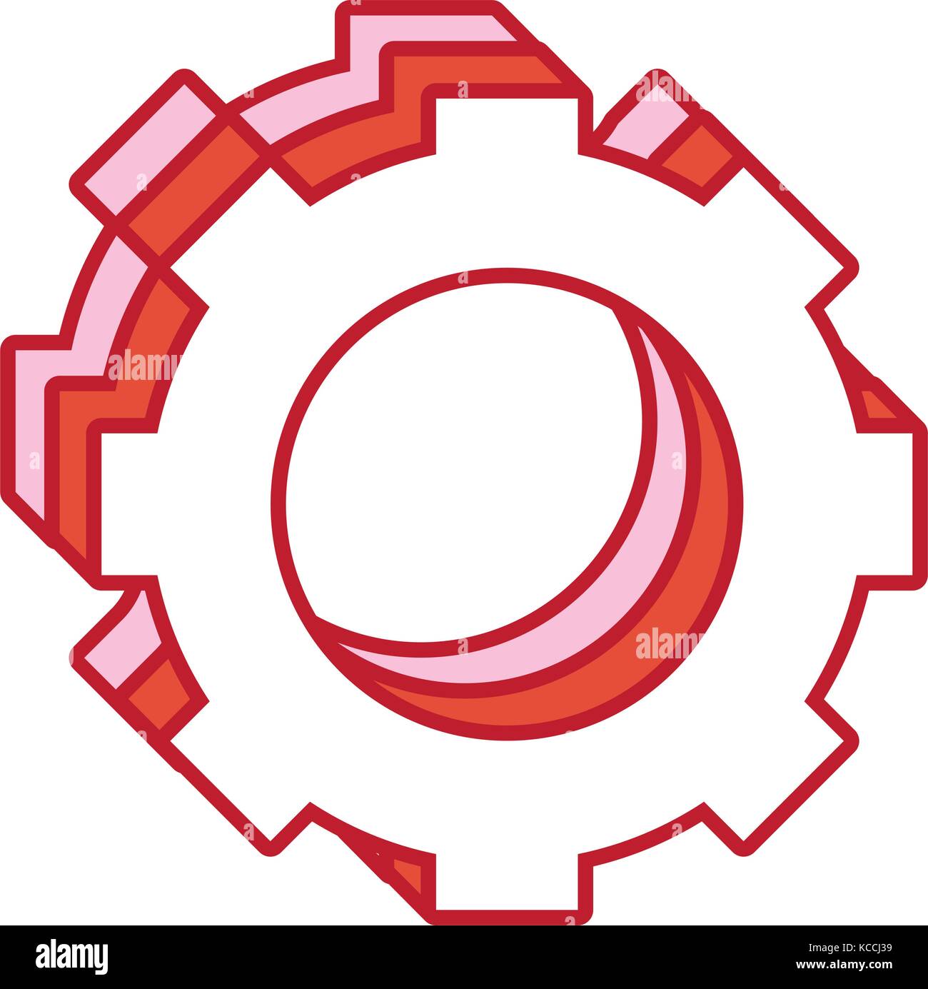 flat line colored gear over white background vector illustration Stock