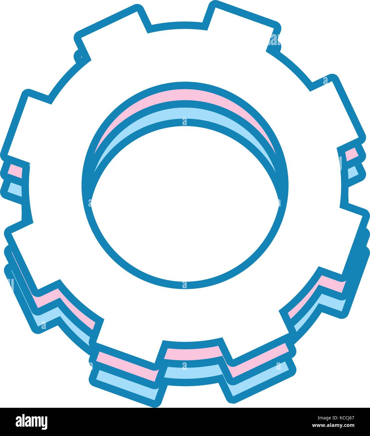 flat line colored gear over white background vector illustration Stock