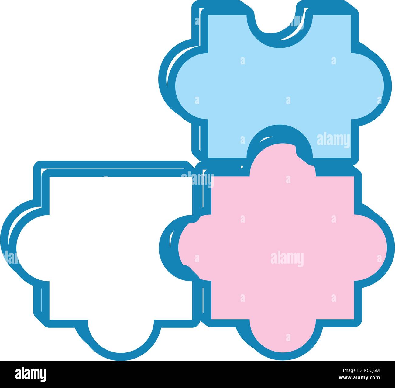 flat line colored puzzle over white background vector illustration