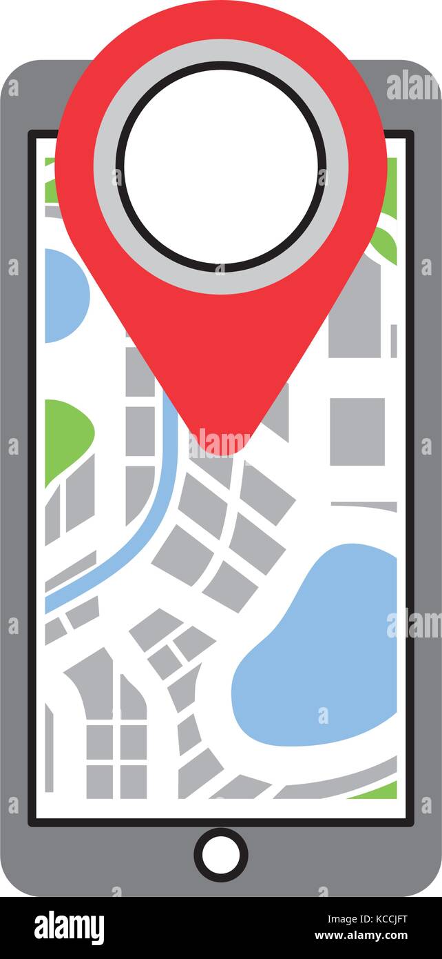 navigation gps on smartphone with map pointer and city Stock Vector ...
