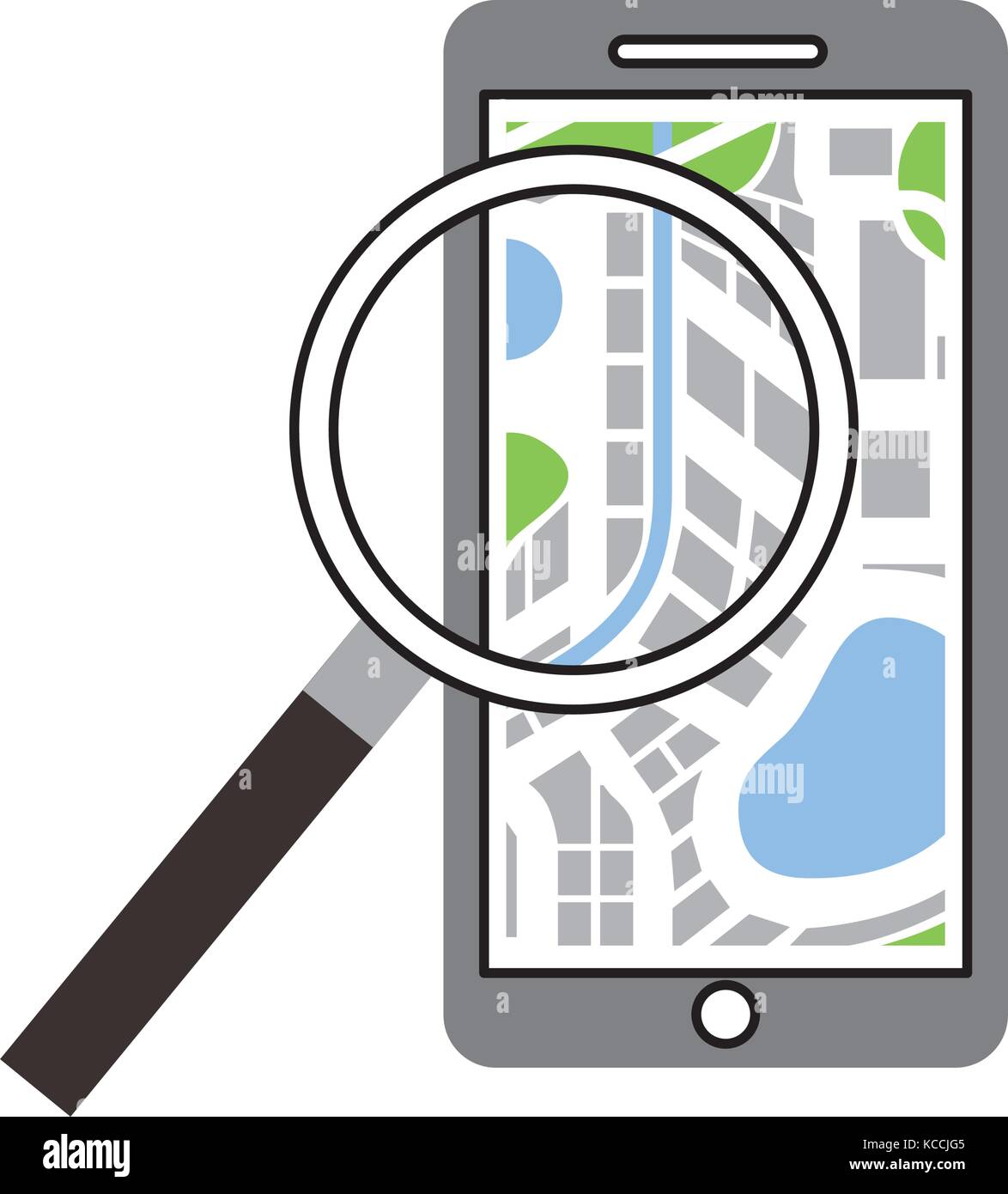 mobile phone navigator map magnifier app Stock Vector Image & Art - Alamy
