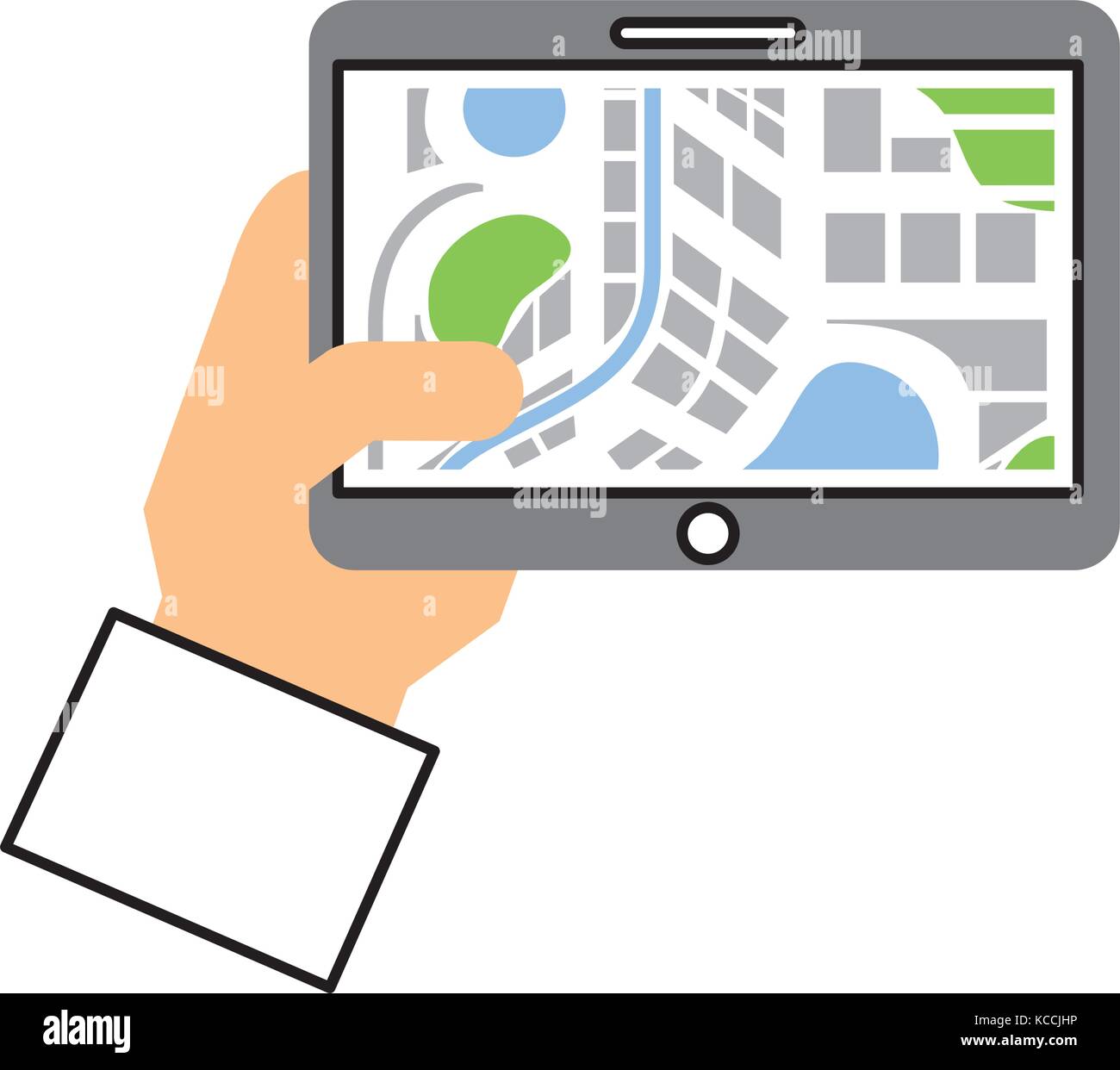 hand holding tablet with city map navigator Stock Vector Image & Art ...