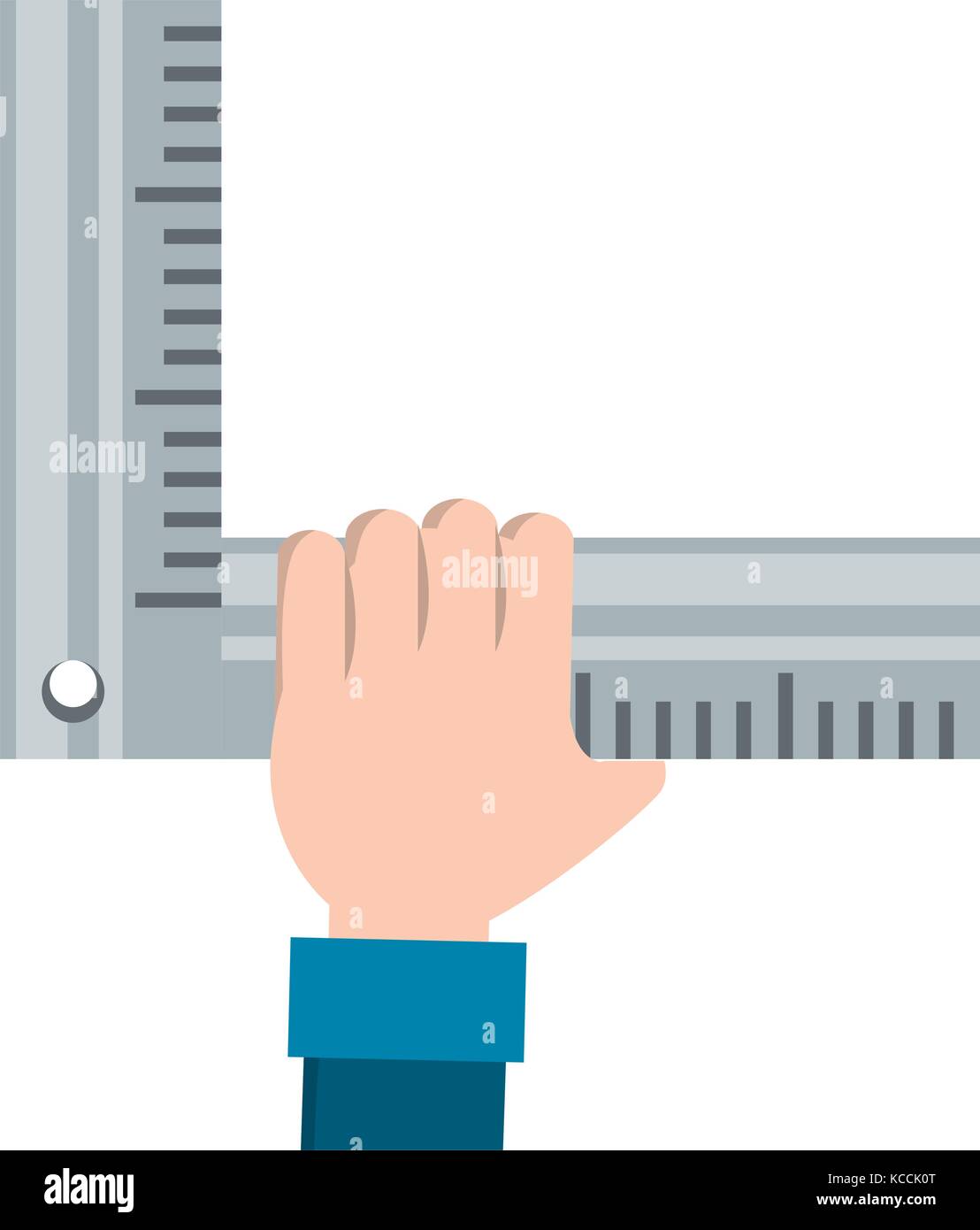 hand holding a construction ruler icon over white background vector ...