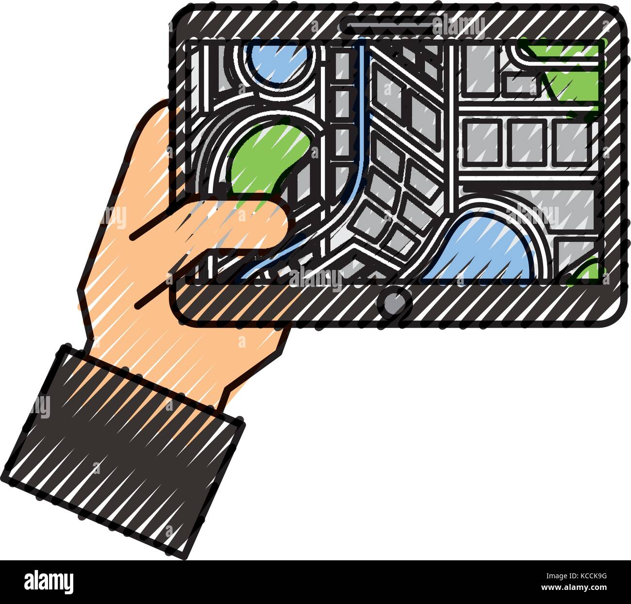hand holding tablet with city map navigator Stock Vector Image & Art ...
