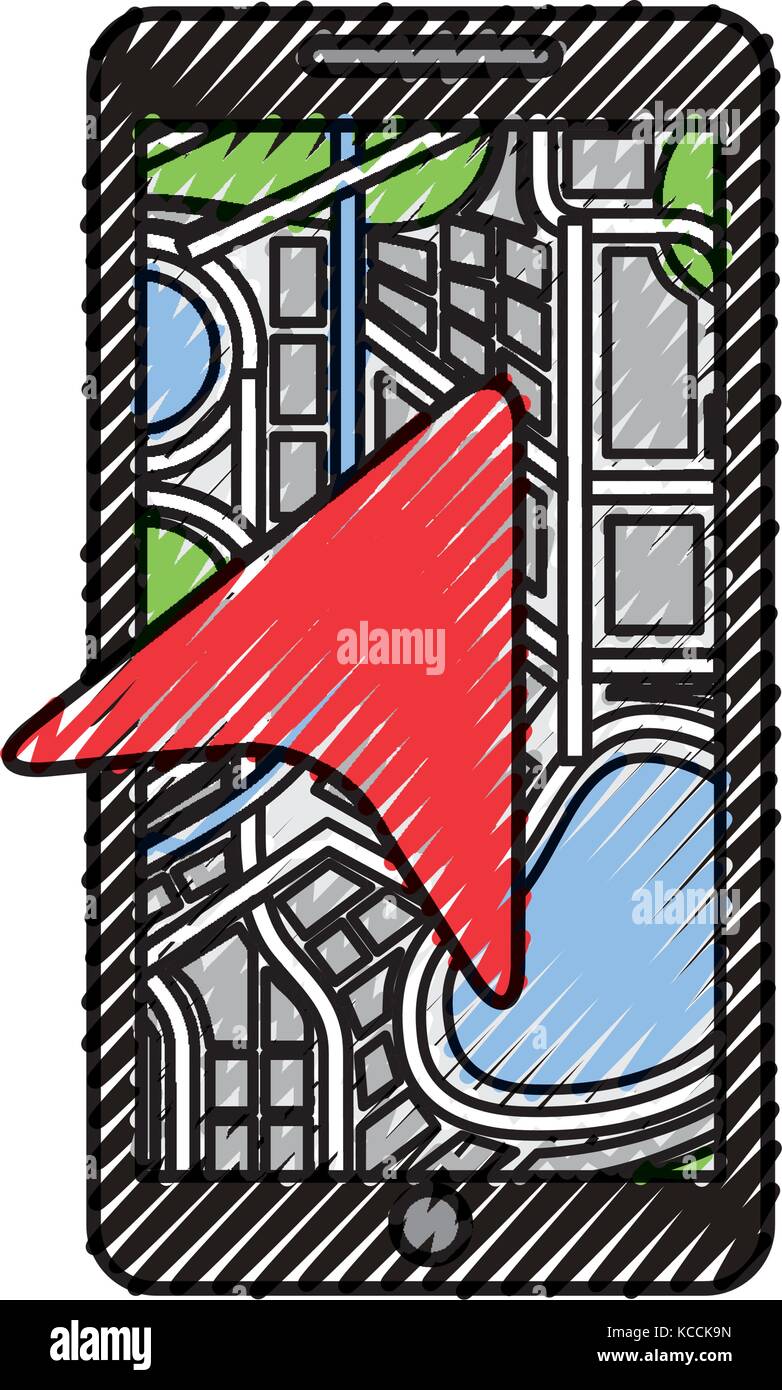 mobile phone with arrow navigation map city Stock Vector Image & Art ...