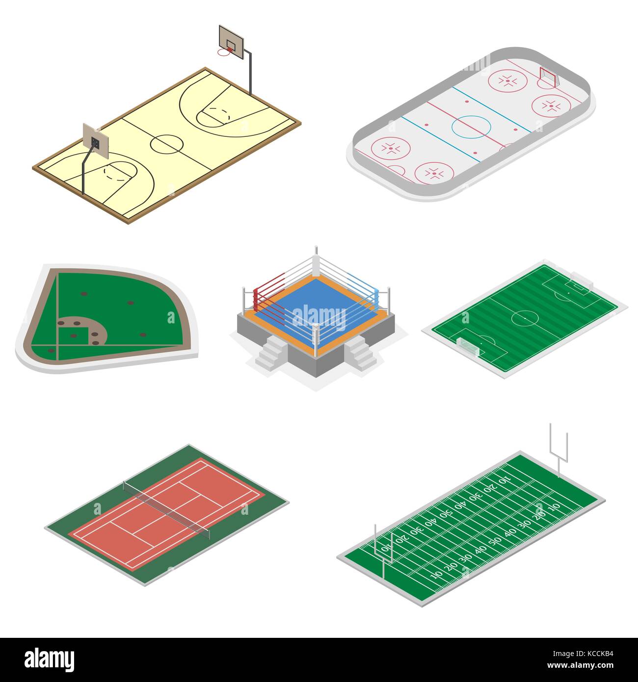 Playgrounds for playing football, soccer, basketball, baseball, ice