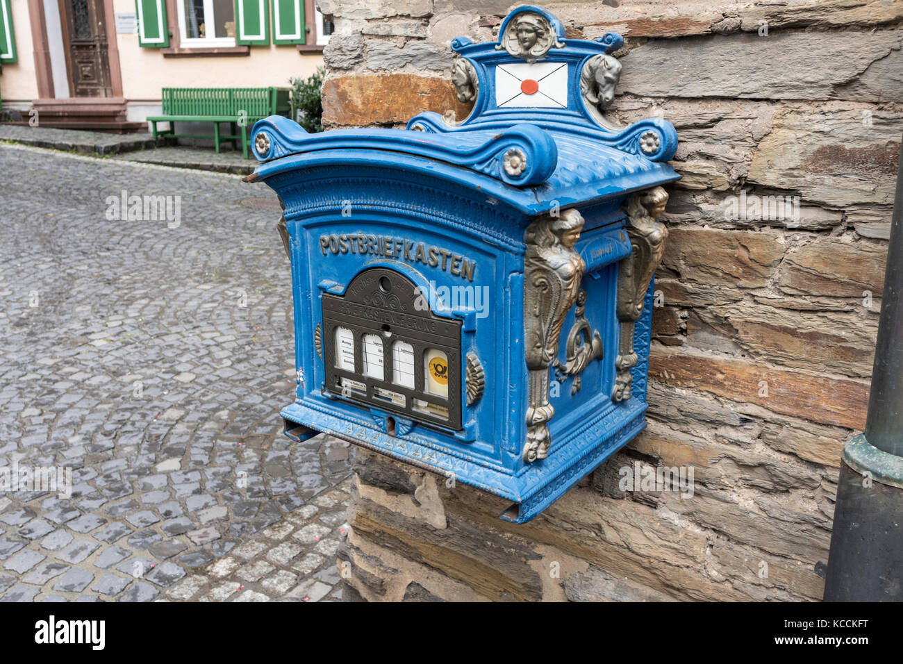 Traditional German Post Box in Urzig, Mosel Valley, Germany Stock Photo