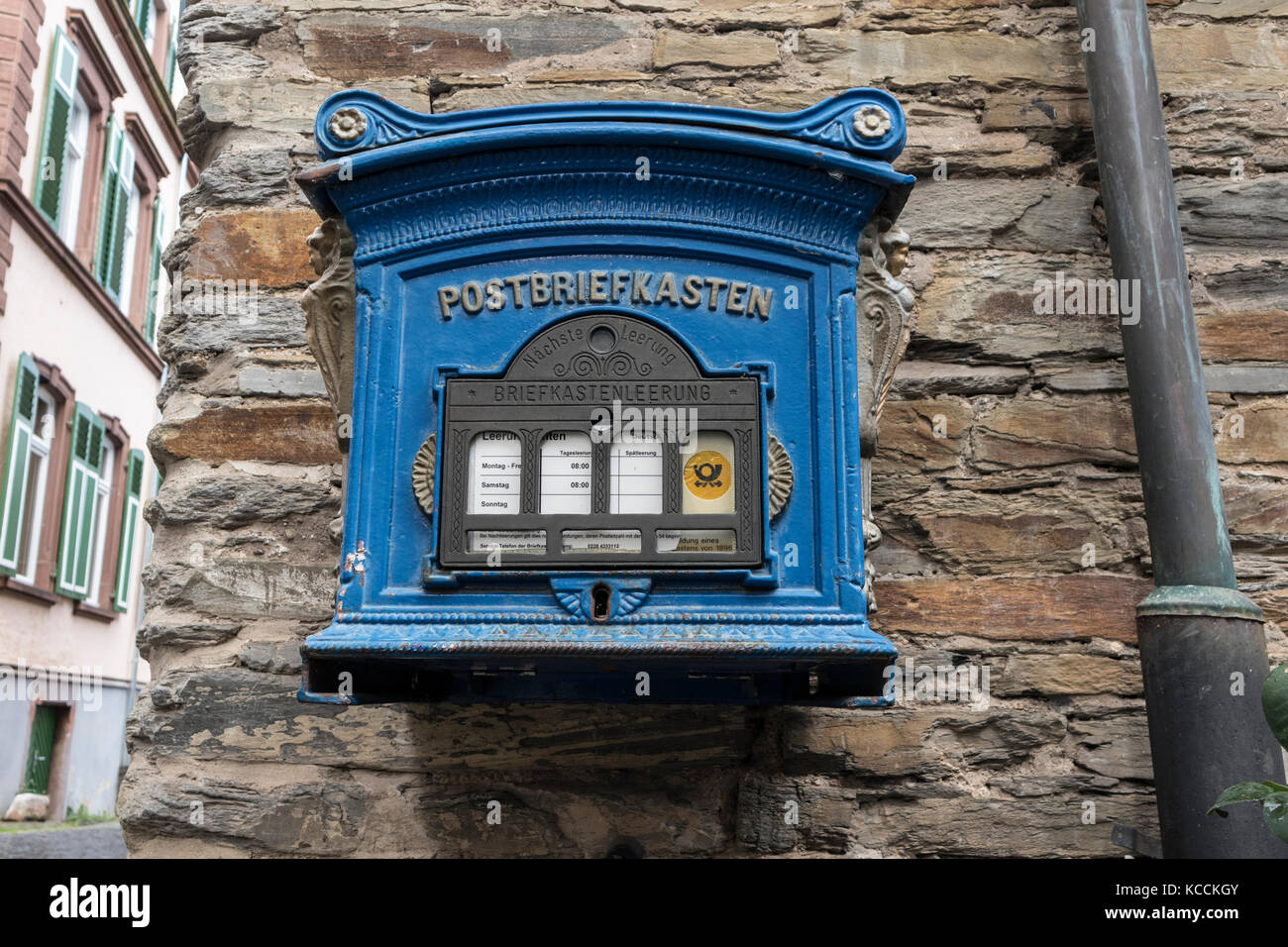 Traditional German Post Box in Urzig, Mosel Valley, Germany Stock Photo