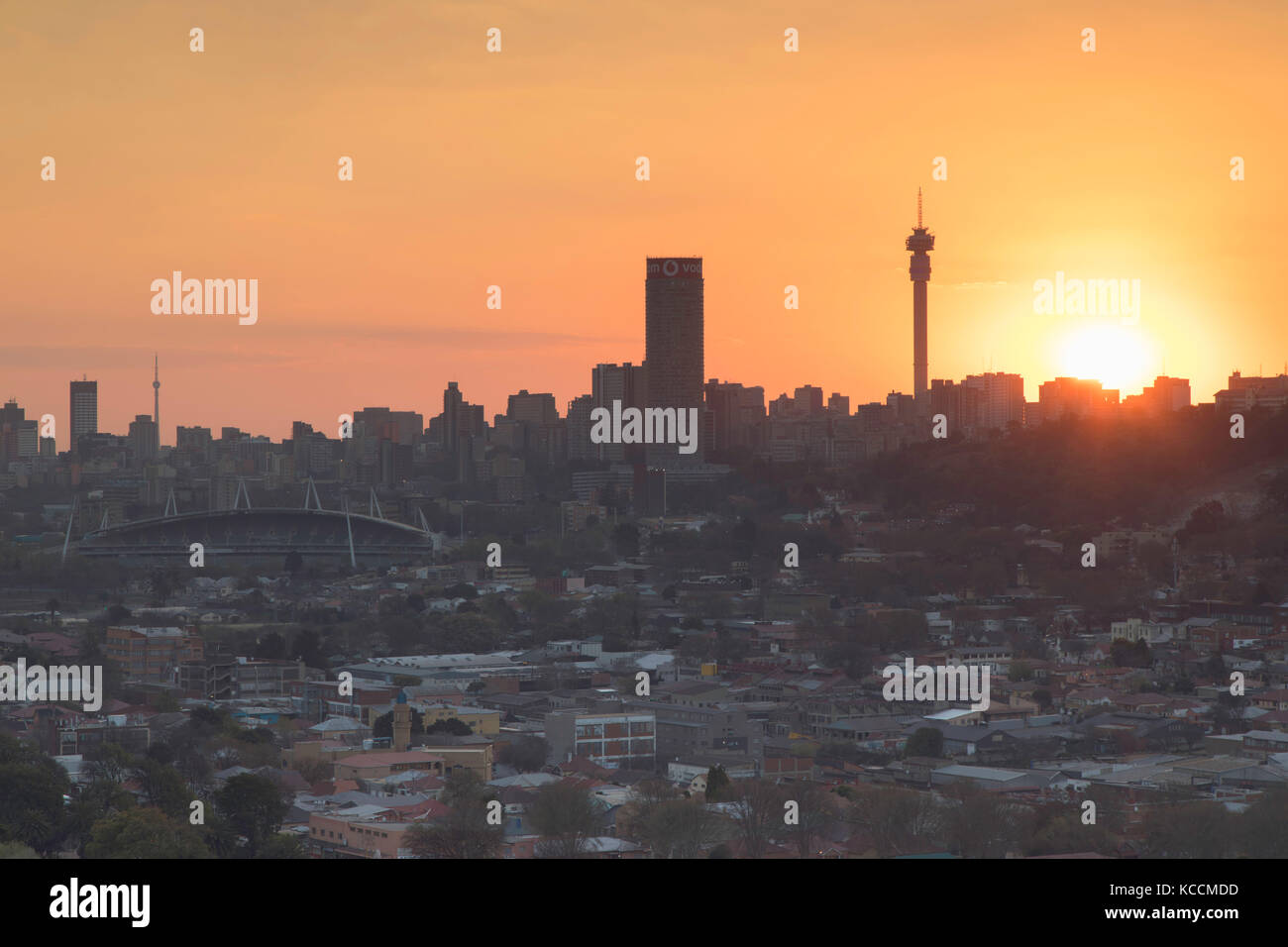 View of skyline at sunset, Johannesburg, Gauteng, South Africa Stock