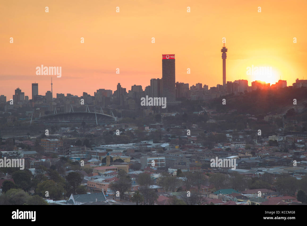 View of skyline at sunset, Johannesburg, Gauteng, South Africa Stock