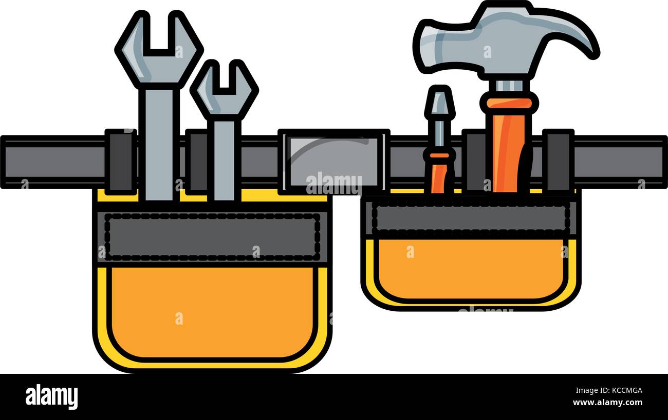 tool belt and tools icon over white background vector illustration