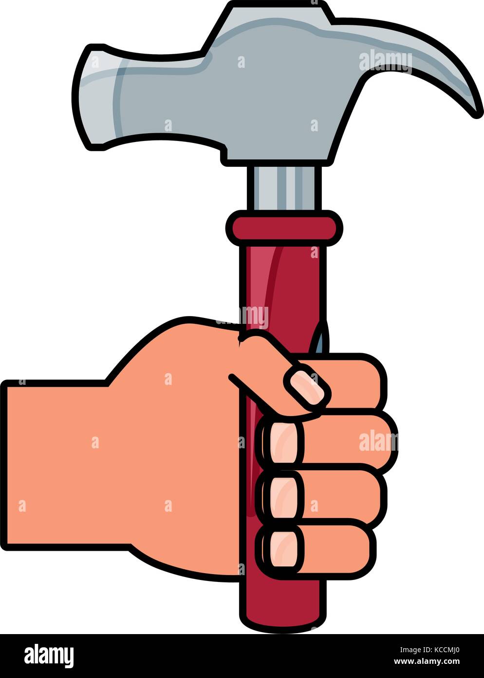 hand holding a hammer icon over white background vector illustration ...