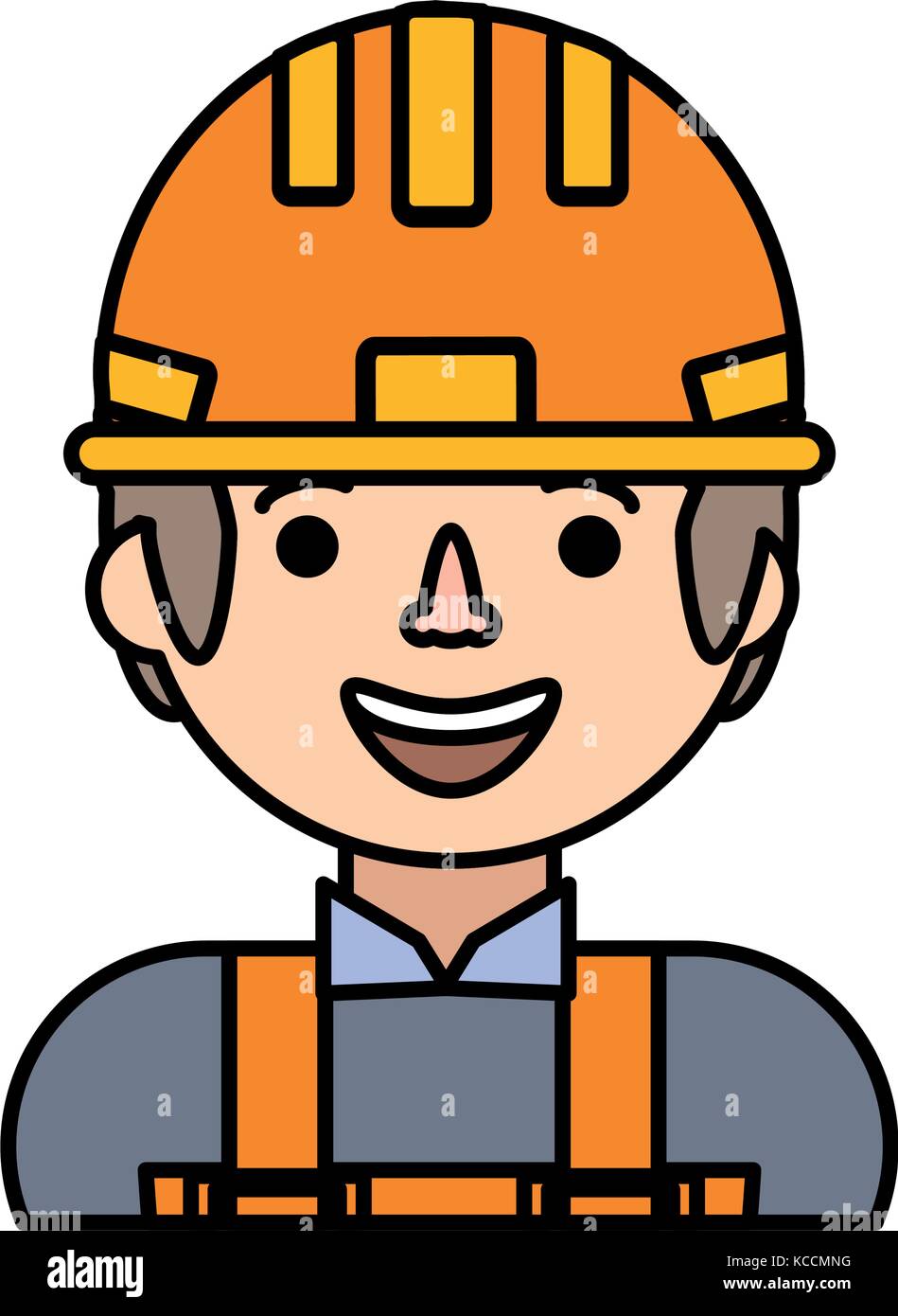 cartoon builder man with safety helmet icon over white background