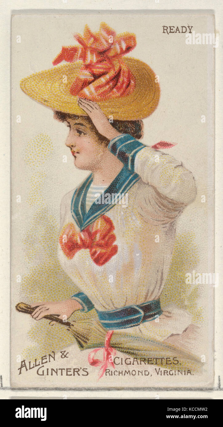 Ready, from the Parasol Drills series (N18) for Allen & Ginter Cigarettes Brands, 1888 Stock Photo