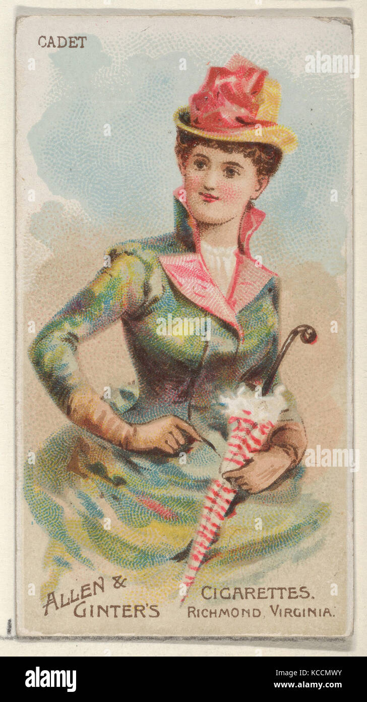 Cadet, from the Parasol Drills series (N18) for Allen & Ginter Cigarettes Brands, 1888 Stock Photo