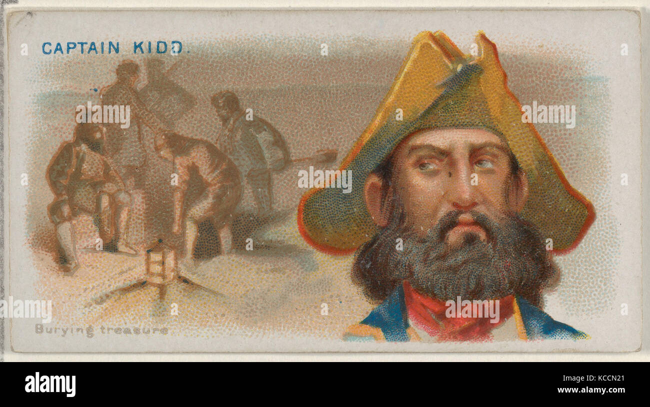 Captain Kidd, Burying Treasure, from the Pirates of the Spanish Main series (N19) for Allen & Ginter Cigarettes, ca. 1888 Stock Photo