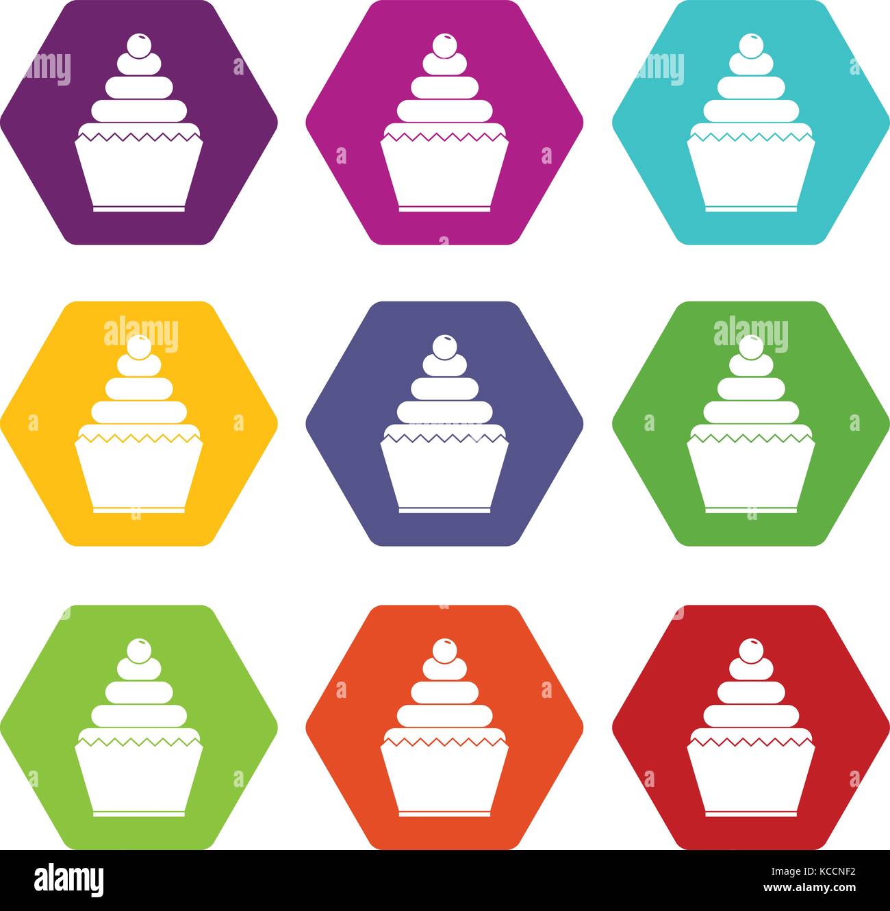 Cupcake icon set color hexahedron Stock Vector Image & Art - Alamy