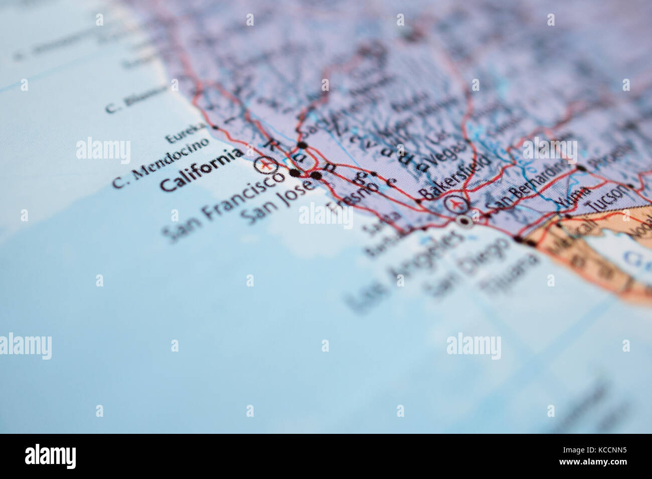 (selective focus) World geographical map. The focus is concentrated on 