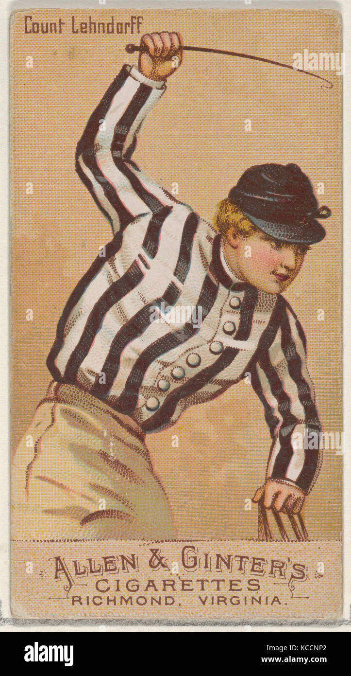 Count Lehndorff, from the Racing Colors of the World series (N22b) for Allen & Ginter Cigarettes, 1888 Stock Photo