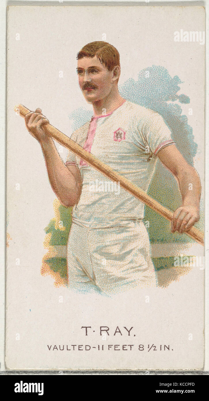 T. Ray, Pole Vaulter, from World's Champions, Series 2 (N29) for Allen & Ginter Cigarettes, 1888 Stock Photo
