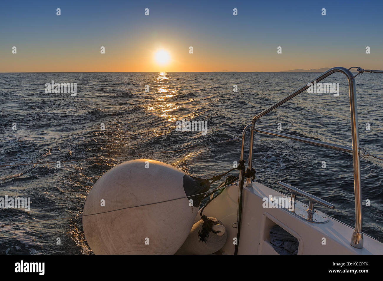Boat buoy with sunset. Stock Photo