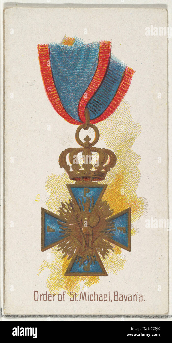 Order of St. Michael, Bavaria, from the World's Decorations series (N30) for Allen & Ginter Cigarettes, 1890 Stock Photo
