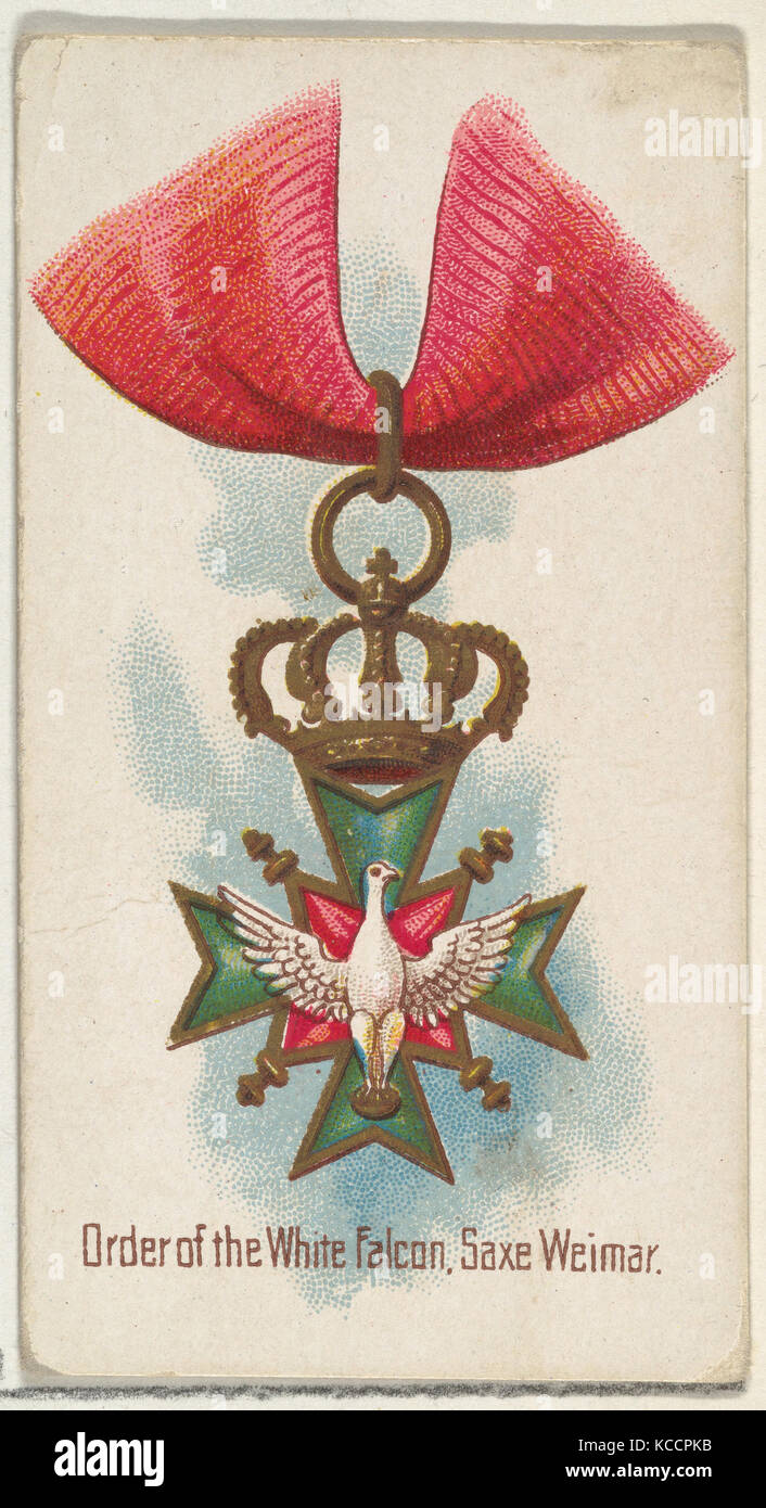 Order of the White Falcon, Saxe Weimar, from the World's Decorations series (N30) for Allen & Ginter Cigarettes, 1890 Stock Photo