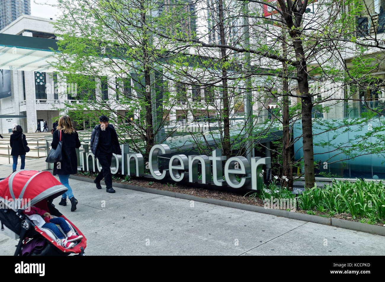 Entrance and sign at the Lincoln Center for the Performing Arts in Manhattan, New York City. Stock Photo