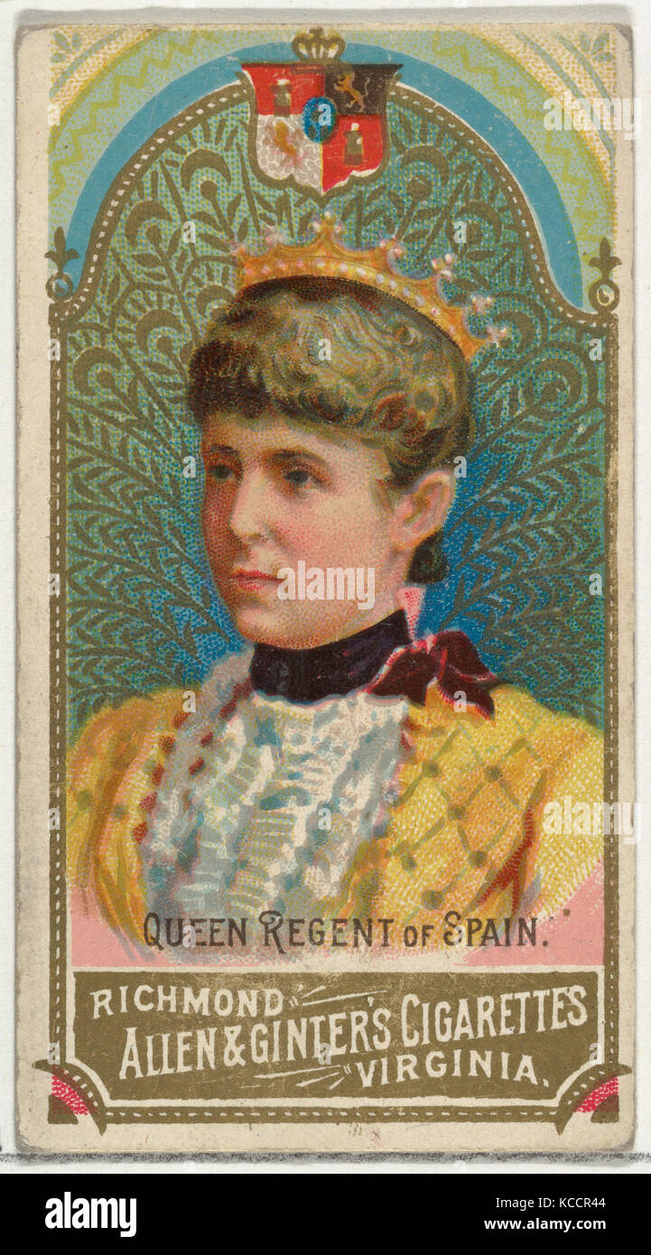 Queen Regent of Spain, from World's Sovereigns series (N34) for Allen & Ginter Cigarettes, 1889 Stock Photo