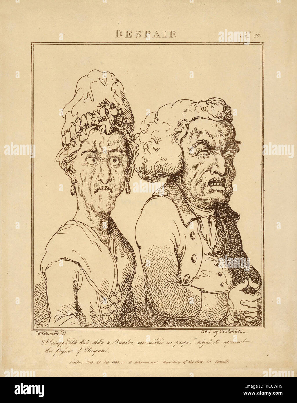 Drawings and Prints, Print, Despair, Le Brun Travested, or Caricatures of the Passions, Artist, After, Rudolph Ackermann Stock Photo