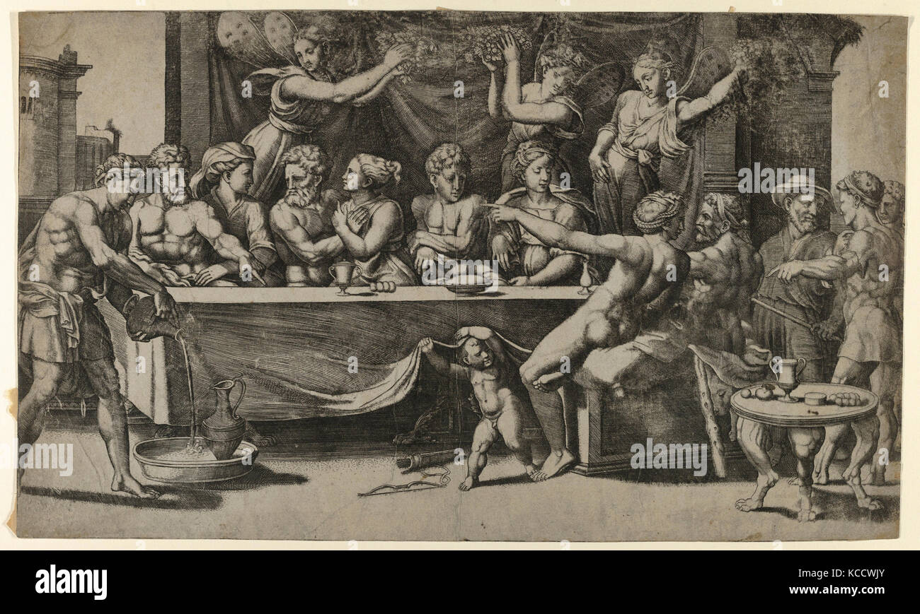 Drawings and Prints, Print, The Olympian gods at the marriage feast of Cupid and Psyche, after Raphael, Artist, After, Raphael Stock Photo
