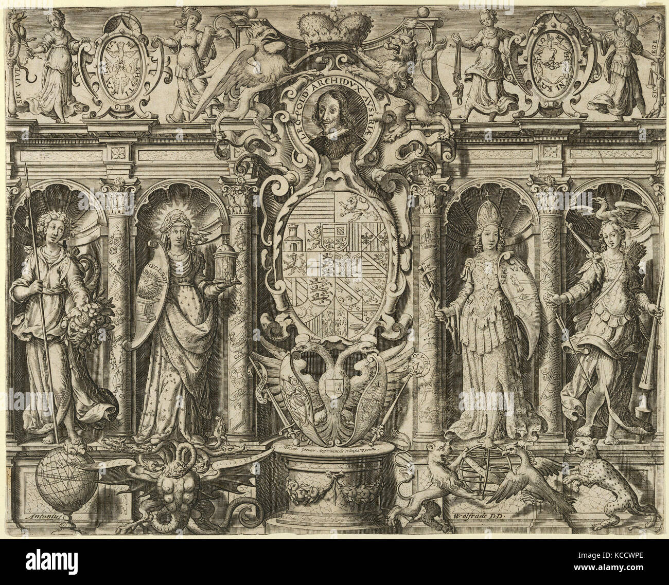 Drawings and Prints, Print, Allegory of Leopold V, Archduke of Austria, Artist, Matthaeus Greuter, German, Strassburg ca. 1566 Stock Photo