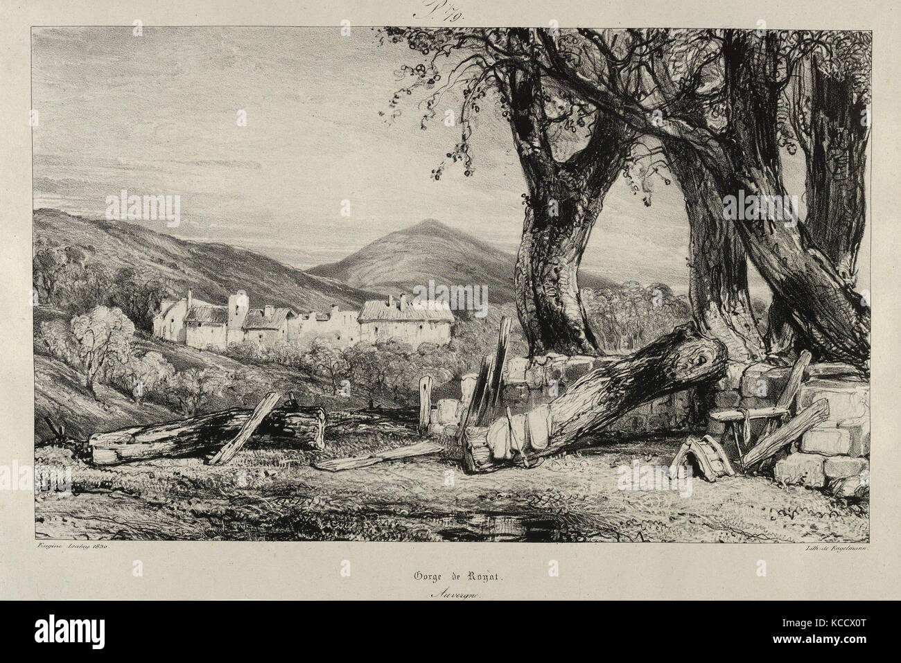 Drawings and Prints, Print, Royat Groove, Voyages pittoresques et romantiques dans l'ancienne France, Eugène Isabey Stock Photo