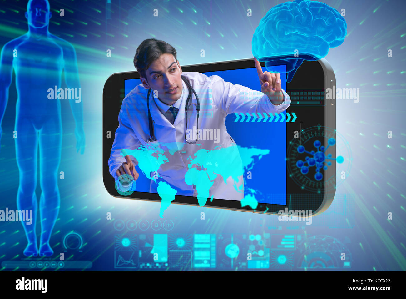 Telemedicine concept with doctor and smartphone Stock Photo - Alamy