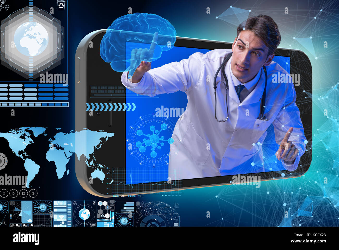 Telemedicine concept with doctor and smartphone Stock Photo - Alamy