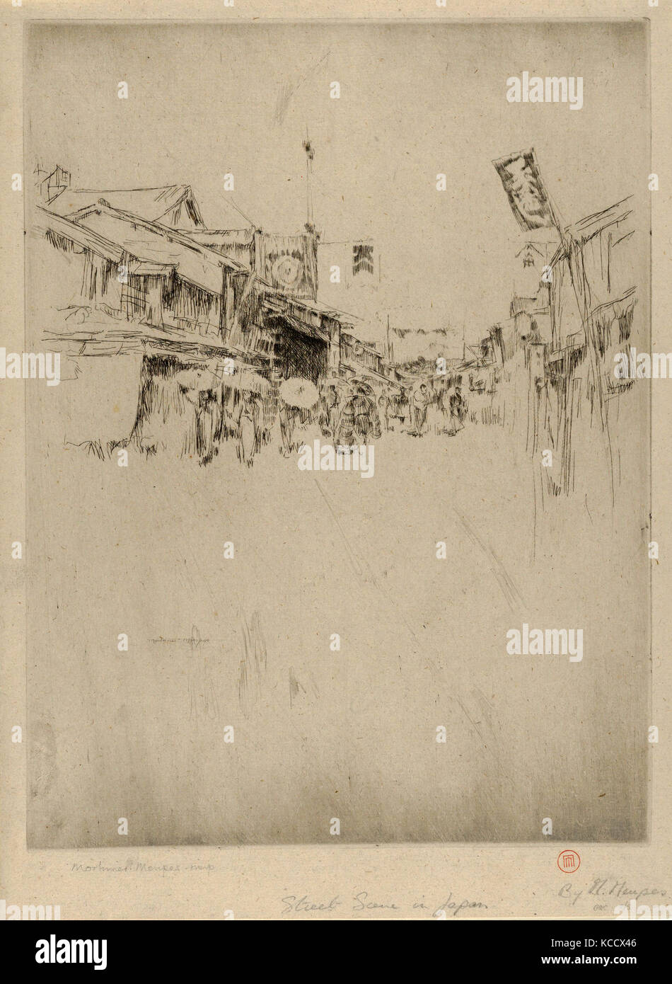 Drawings and Prints, Print, Street Scene in Japan, Artist, Mortimer Menpes, Australian, Port Adelaide 1855–1938 Pangbourne Stock Photo