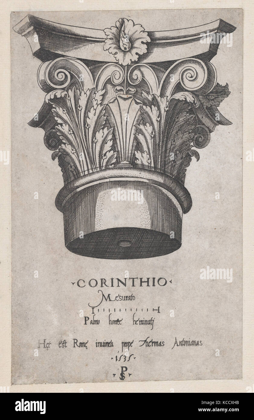 Speculum Romanae Magnificentiae Corinthian capital, Master PS, 1535