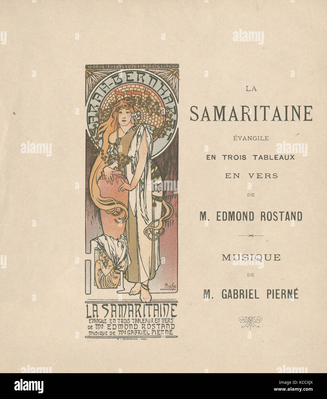 La Samaritaine, 1897, Lithograph, Sheet: 7 15/16 × 7 1/16 in. (20.2 × 18 cm), Posters, Alphonse Mucha (Czech, Ivančice 1860–1939 Stock Photo
