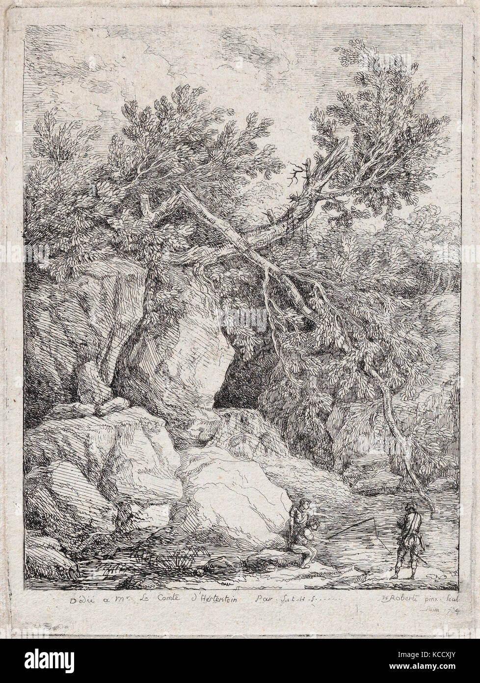 Drawings and Prints, Print, Landscape with a Fallen Tree, Artist, Hubert Robert, French, Paris 1733–1808 Paris, Robert, Hubert Stock Photo
